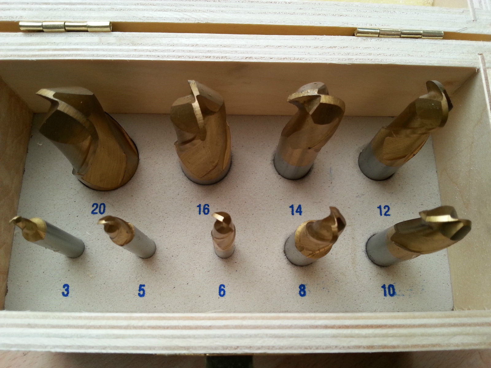 9pc 2-flute Ball Nose End Mill HSS TiN coated 3-20mm  