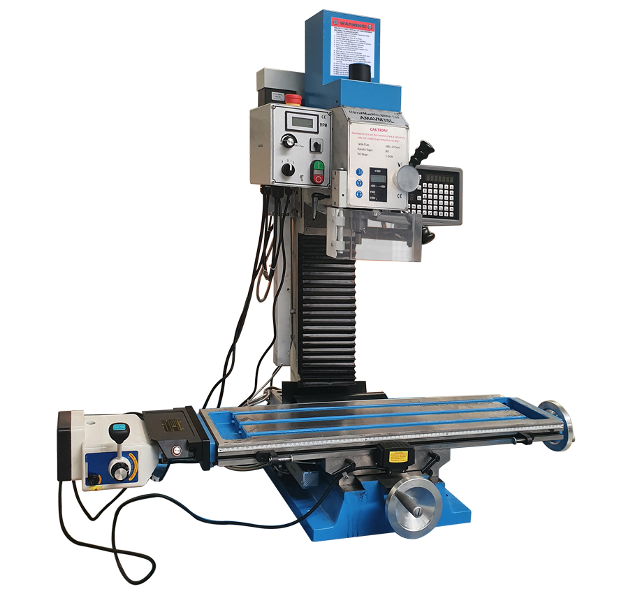 VM35L Ball Screw type Milling Machine R8 Belt Drive & Brushless Motor 3-AXIS DRO + X & Z POWERFEEDS
